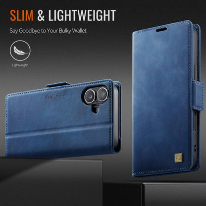 For iPhone 17 AutSpace A11 Side Buckle MagSafe Magnetic RFID Phone Leather Case(Blue) by AutSpace