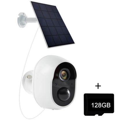 Graffit Version Home Ultra-HD Solar Panel Wireless WiFi Surveillance Camera, Memory Card:128GB(EU Plug) by bashfashion