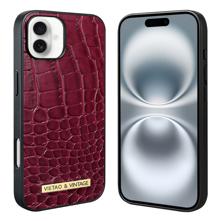 For iPhone 16 VIETAO Alligator Texture PU Phone Case(Red) by VIETAO