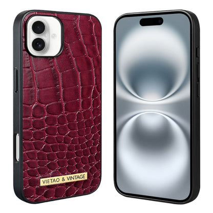 For iPhone 16 VIETAO Alligator Texture PU Phone Case(Red) by VIETAO