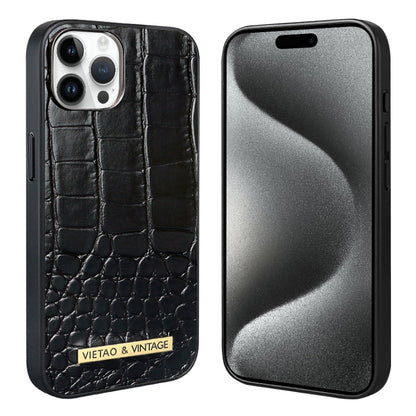 For iPhone 15 Pro Max VIETAO Alligator Texture PU Phone Case(Black) by VIETAO
