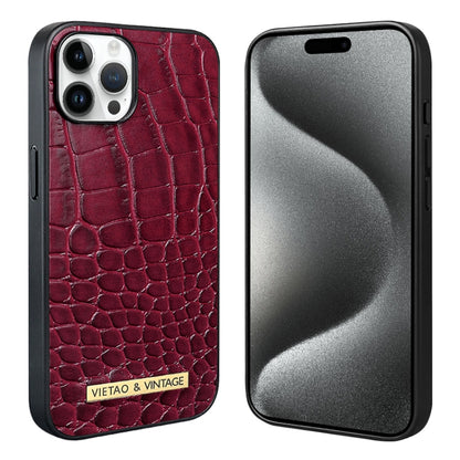 For iPhone 15 Pro Max VIETAO Alligator Texture PU Phone Case(Red) by VIETAO
