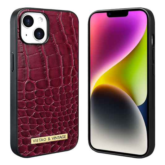 For iPhone 14 VIETAO Alligator Texture PU Phone Case(Red) by VIETAO