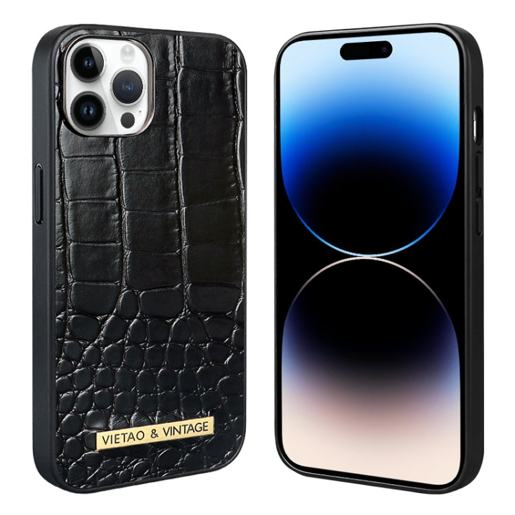 For iPhone 14 Pro VIETAO Alligator Texture PU Phone Case(Black) by VIETAO