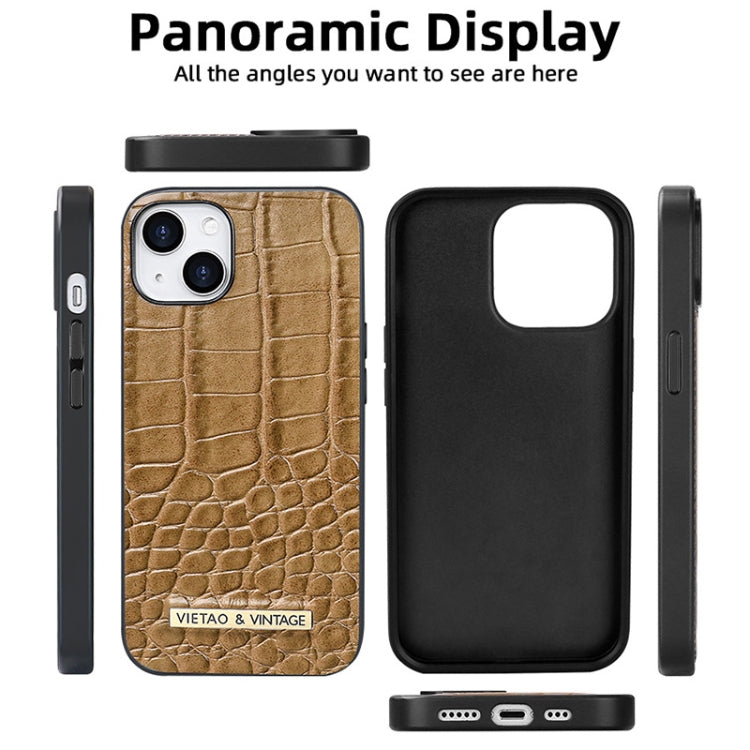 For iPhone 15 Pro Max VIETAO Alligator Texture PU Phone Case(Brown) by VIETAO