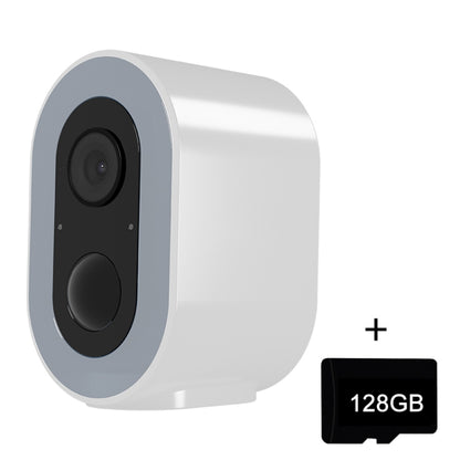 WiFi Tuya Smart Version HD Low Power Consumption Battery Camera, EU Plug, Memory Card:128GB(White) by bashfashion