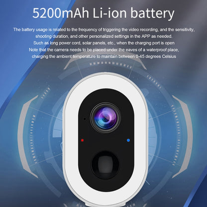 WiFi Tuya Smart Version HD Low Power Consumption Battery Camera, US Plug, Memory Card:64GB(White) by bashfashion