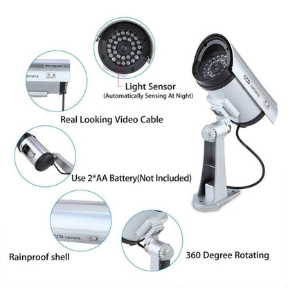 Waterproof Simulation Surveillance Camera with LED Flash Light(Black) by bashfashion