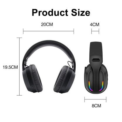 Bluetooth 5.4 Head-mounted RGB Wireless Bluetooth Gaming Headset(Black) by bashfashion