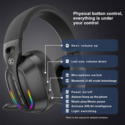 Bluetooth 5.4 Head-mounted RGB Wireless Bluetooth Gaming Headset(Black) by bashfashion