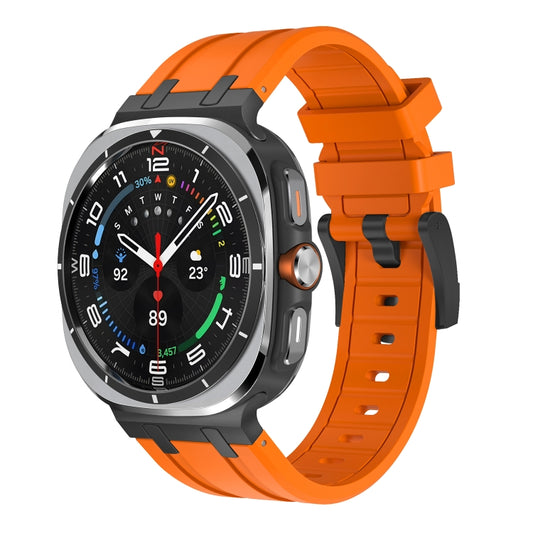 For Samsung Galaxy Watch Ultra 47mm / Ultra 2025 AP Series Liquid Silicone Watch Band(Black Orange) by bashfashion