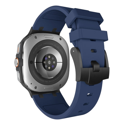 For Samsung Galaxy Watch Ultra 47mm / Ultra 2025 AP Series Liquid Silicone Watch Band(Black Blue) by bashfashion