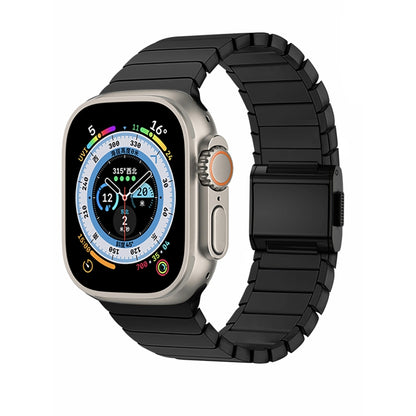 For Apple Watch 46mm / 49mm / 45mm / 44mm Bamboo Norman Buckle Titanium Alloy Watch Band(Black) by bashfashion