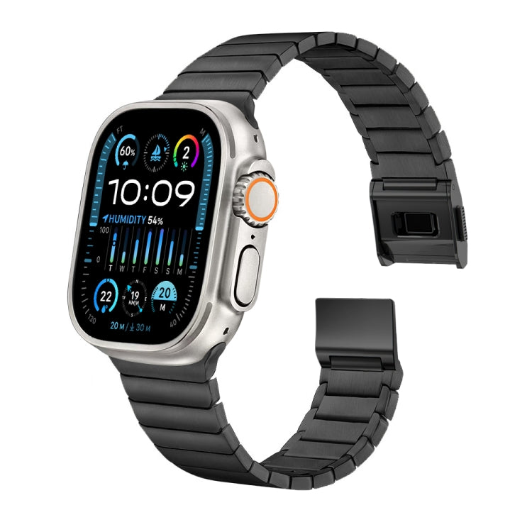 For Apple Watch 46mm / 49mm / 45mm / 44mm Bamboo Norman Buckle Titanium Alloy Watch Band(Black) by bashfashion