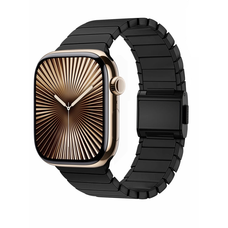 For Apple Watch 42mm / 41mm / 40mm / 38mm Bamboo Norman Buckle Titanium Alloy Watch Band(Black) by bashfashion