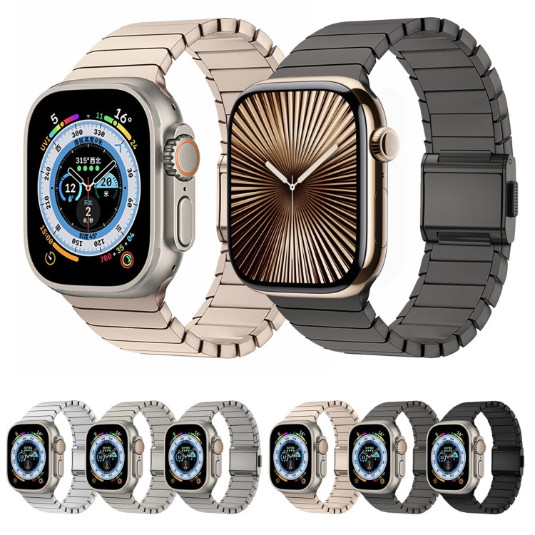 For Apple Watch 46mm / 49mm / 45mm / 44mm Bamboo Norman Buckle Titanium Alloy Watch Band(Black) by bashfashion