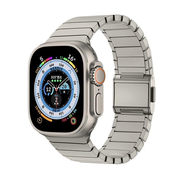 For Apple Watch 46mm / 49mm / 45mm / 44mm Bamboo Norman Buckle Stainless Steel Watch Band(Titanium Color) by bashfashion