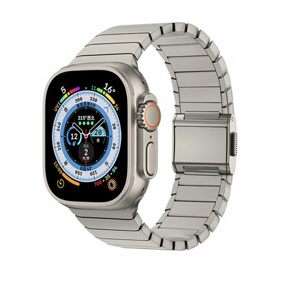 For Apple Watch 46mm / 49mm / 45mm / 44mm Bamboo Norman Buckle Stainless Steel Watch Band(Titanium Color) by bashfashion