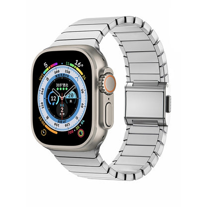 For Apple Watch 46mm / 49mm / 45mm / 44mm Bamboo Norman Buckle Stainless Steel Watch Band(Silver) by bashfashion