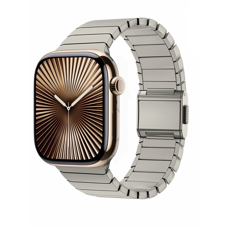 For Apple Watch 42mm / 41mm / 40mm / 38mm Bamboo Norman Buckle Stainless Steel Watch Band(Titanium Color) by bashfashion