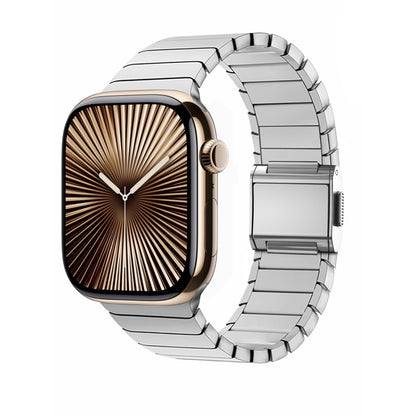 For Apple Watch 42mm / 41mm / 40mm / 38mm Bamboo Norman Buckle Stainless Steel Watch Band(Silver) by bashfashion