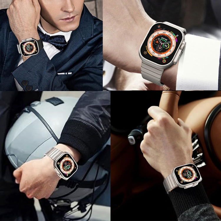 For Apple Watch 46mm / 49mm / 45mm / 44mm Bamboo Norman Buckle Stainless Steel Watch Band(Titanium Color) by bashfashion