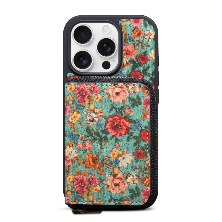 For iPhone 16 Pro Max Denior D23 MagSafe Detachable Zipper Wallet Holder Phone Case(Blue) by Denior