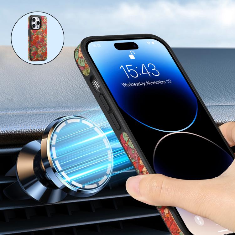 For iPhone 16 Denior D23 MagSafe Detachable Zipper Wallet Holder Phone Case(Red) by Denior