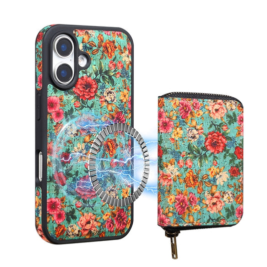 For iPhone 16 Denior D23 MagSafe Detachable Zipper Wallet Holder Phone Case(Blue) by Denior