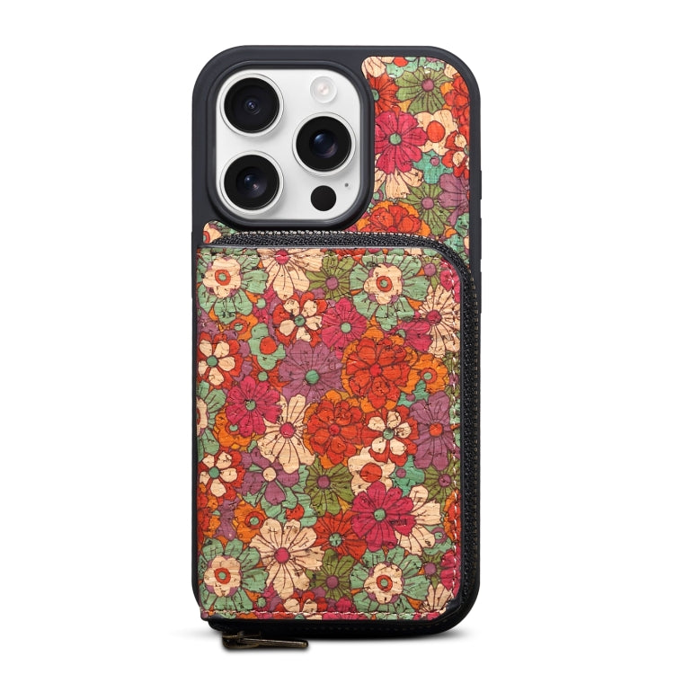 For iPhone 15 Pro Max Denior D23 MagSafe Detachable Zipper Wallet Holder Phone Case(Red) by Denior