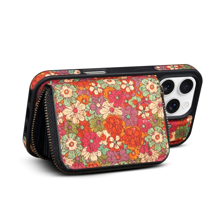 For iPhone 15 Pro Max Denior D23 MagSafe Detachable Zipper Wallet Holder Phone Case(Red) by Denior