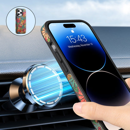 For iPhone 15 Pro Denior D23 MagSafe Detachable Zipper Wallet Holder Phone Case(Green) by Denior