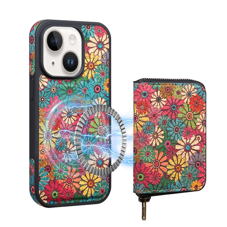 For iPhone 15 Denior D23 MagSafe Detachable Zipper Wallet Holder Phone Case(Green) by Denior