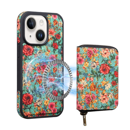 For iPhone 14 Denior D23 MagSafe Detachable Zipper Wallet Holder Phone Case(Blue) by Denior