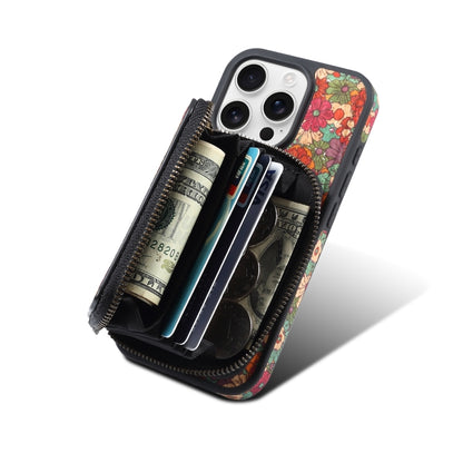 For iPhone 14 Pro Denior D23 MagSafe Detachable Zipper Wallet Holder Phone Case(Red) by Denior