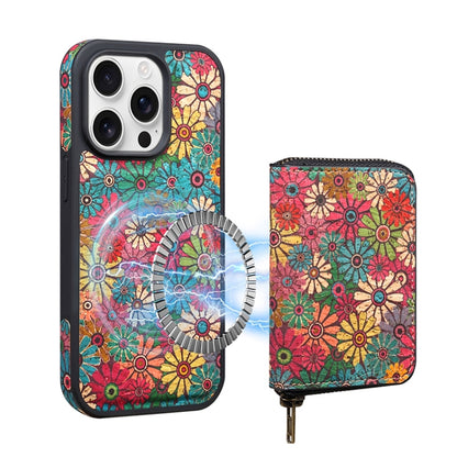 For iPhone 12 Pro Denior D23 MagSafe Detachable Zipper Wallet Holder Phone Case(Green) by Denior