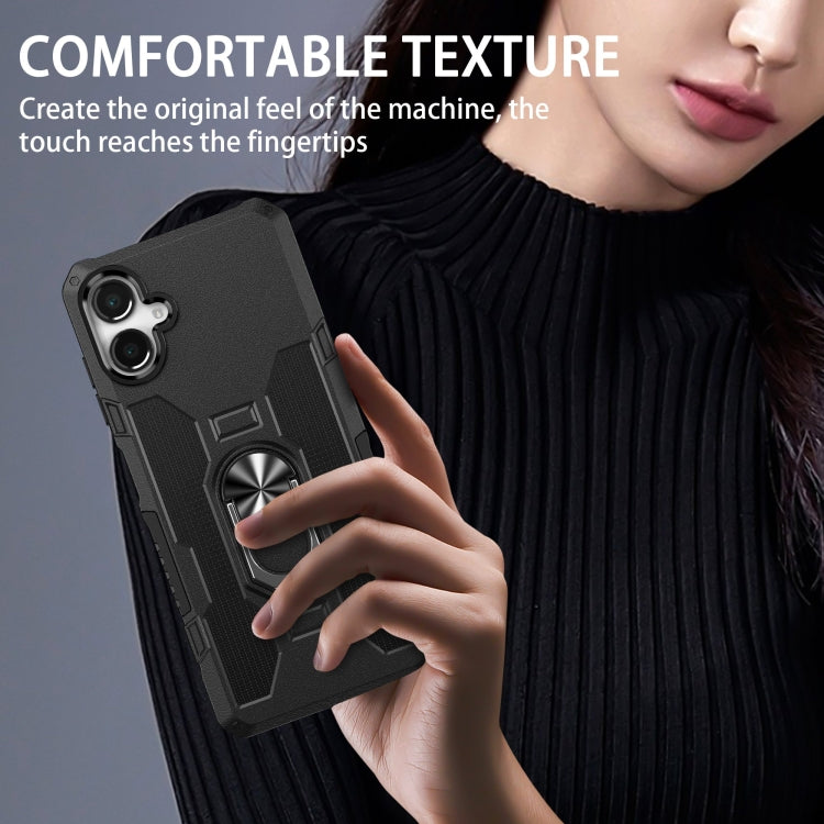 For Samsung Galaxy A06 4G Ring Holder Armor Hybrid Phone Case(Black) by bashfashion