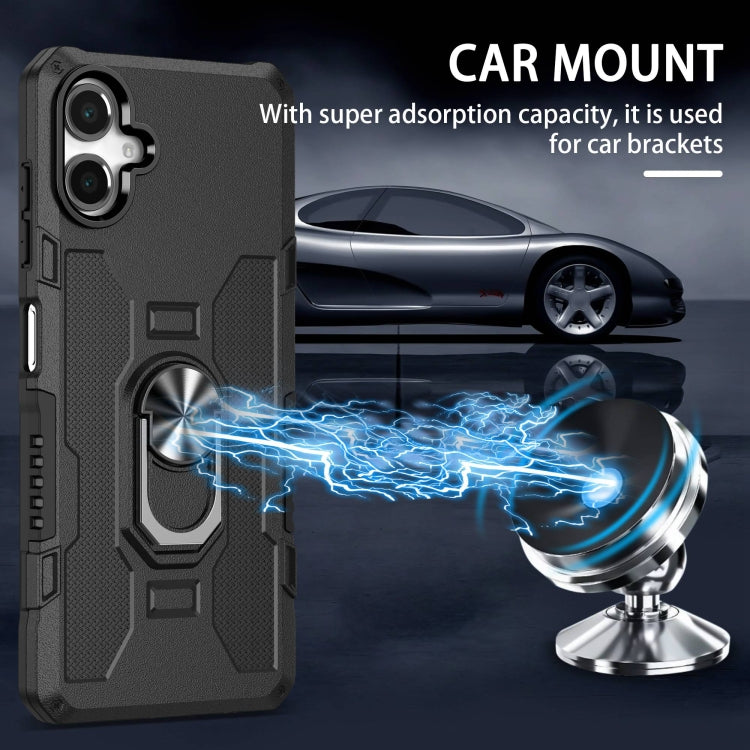 For Samsung Galaxy A06 4G Ring Holder Armor Hybrid Phone Case(Black) by bashfashion