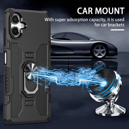 For Samsung Galaxy A06 4G Ring Holder Armor Hybrid Phone Case(Black) by bashfashion