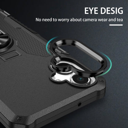 For Samsung Galaxy A06 4G Ring Holder Armor Hybrid Phone Case(Black) by bashfashion