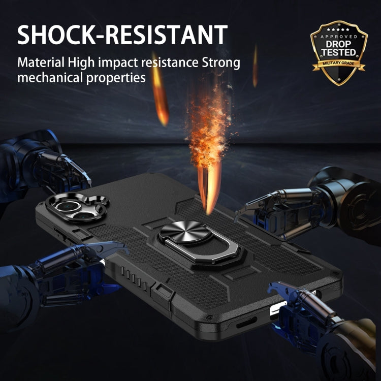 For Samsung Galaxy A06 4G Ring Holder Armor Hybrid Phone Case(Black) by bashfashion