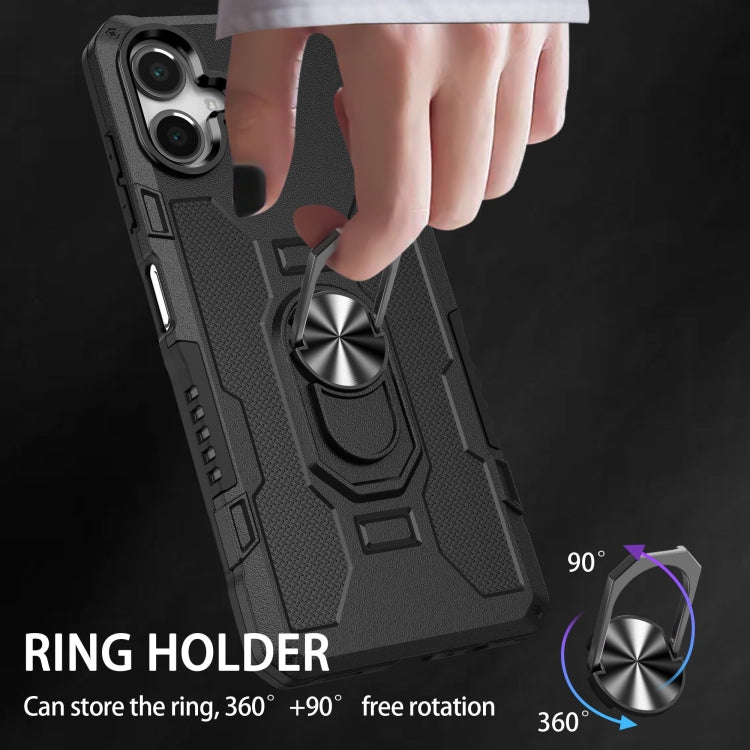 For Samsung Galaxy A06 4G Ring Holder Armor Hybrid Phone Case(Black) by bashfashion