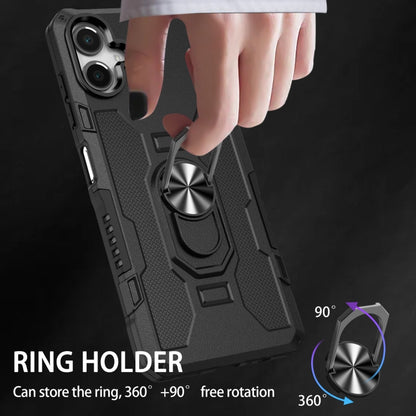 For Samsung Galaxy A06 4G Ring Holder Armor Hybrid Phone Case(Black) by bashfashion