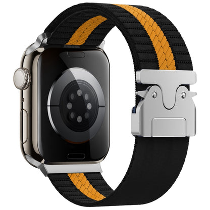For Apple Watch 46mm / 49mm / 45mm / 44mm Parachute Buckle Braided Nylon Watch Band(Black Orange) by bashfashion