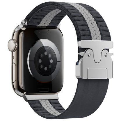 For Apple Watch 46mm / 49mm / 45mm / 44mm Parachute Buckle Braided Nylon Watch Band(Grey White) by bashfashion