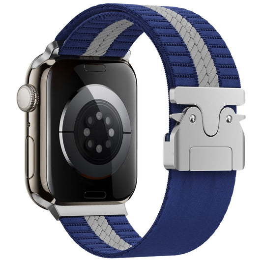 For Apple Watch 42mm / 41mm / 40mm / 38mm Parachute Buckle Braided Nylon Watch Band(Blue White) by bashfashion