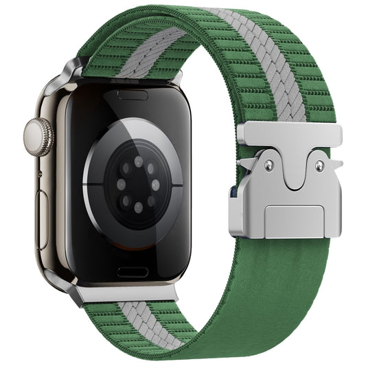 For Apple Watch 42mm / 41mm / 40mm / 38mm Parachute Buckle Braided Nylon Watch Band(Green White) by bashfashion