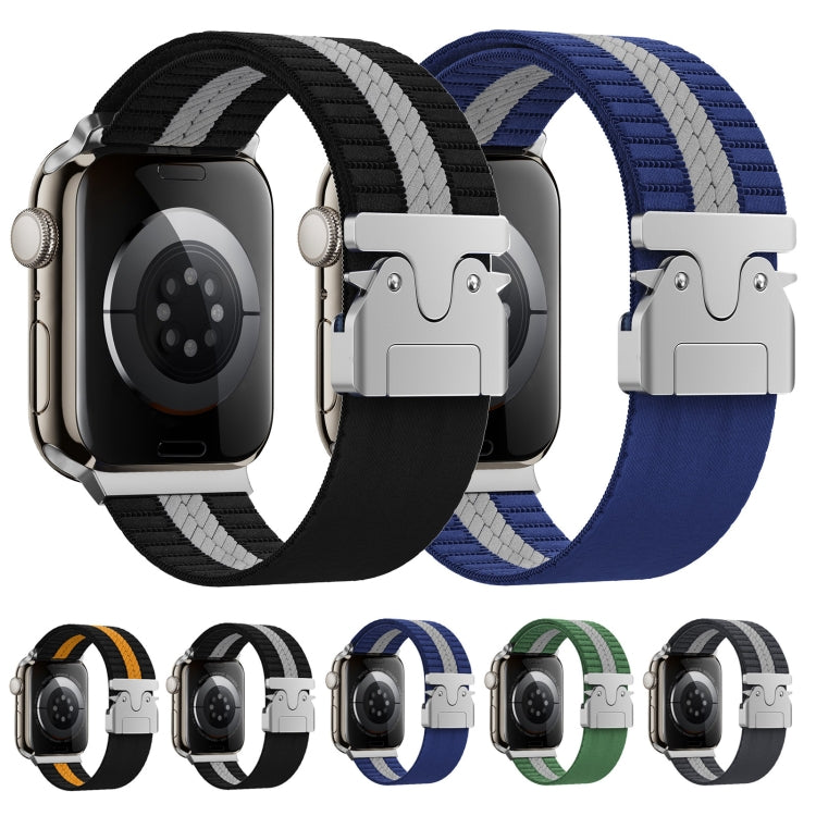 For Apple Watch 46mm / 49mm / 45mm / 44mm Parachute Buckle Braided Nylon Watch Band(Black Orange) by bashfashion