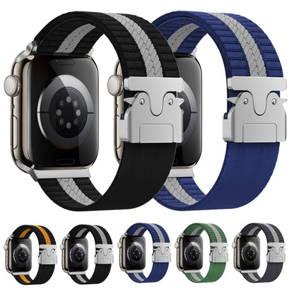 For Apple Watch 46mm / 49mm / 45mm / 44mm Parachute Buckle Braided Nylon Watch Band(Black Orange) by bashfashion