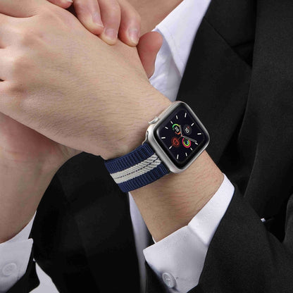 For Apple Watch 42mm / 41mm / 40mm / 38mm Parachute Buckle Braided Nylon Watch Band(Black White) by bashfashion